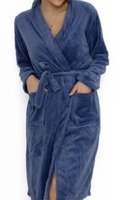 Sliponline Cocodream dames badjas fleece - Darkblue