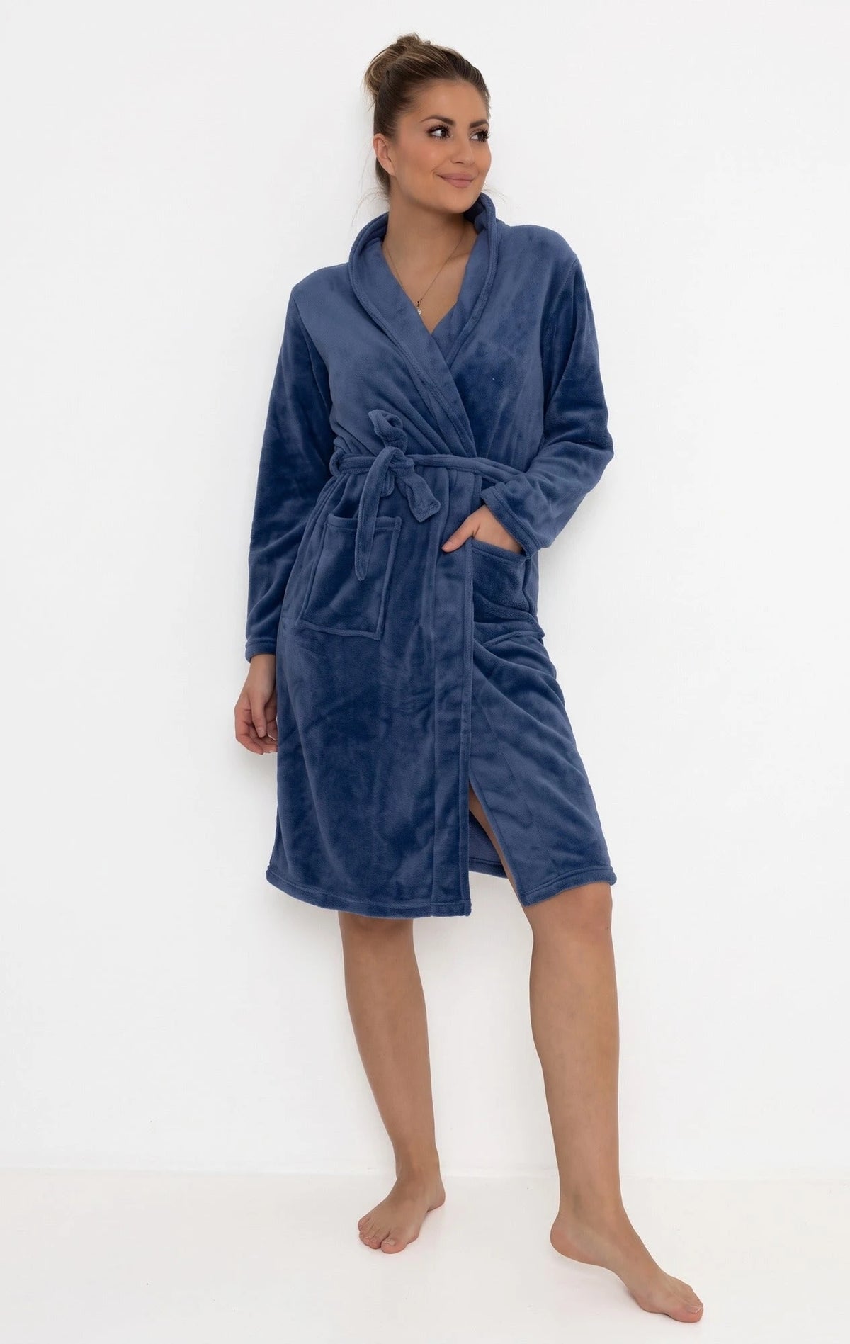 Sliponline Cocodream dames badjas fleece - Darkblue