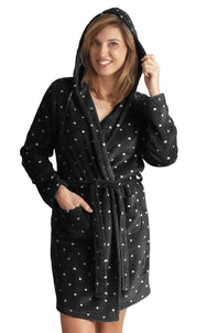 Sliponline Cocodream dames badjas fleece - Stippel