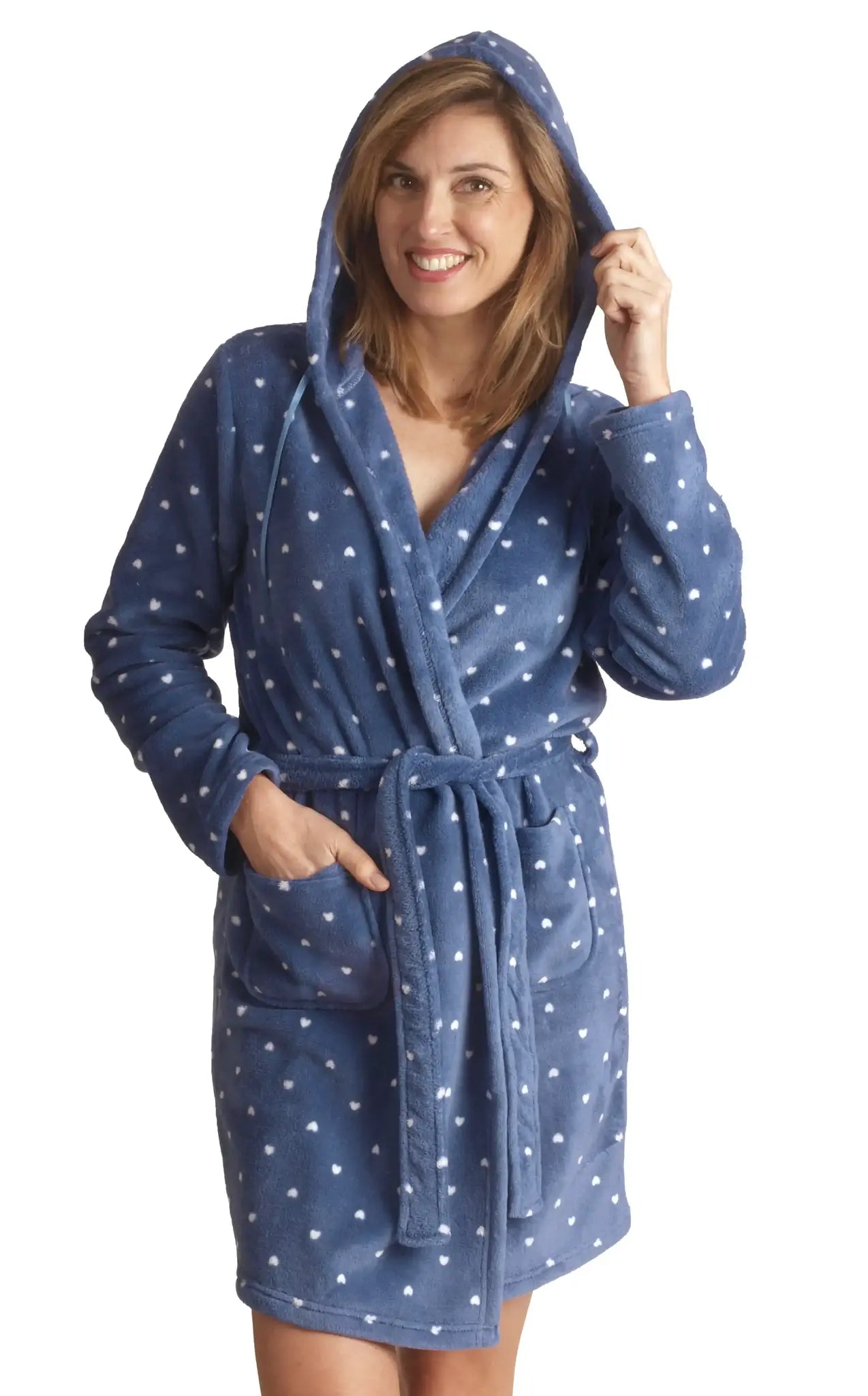 Sliponline Cocodream dames badjas fleece - Stippel