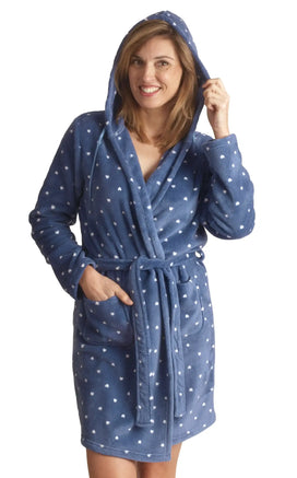 Sliponline Cocodream dames badjas fleece - Stippel