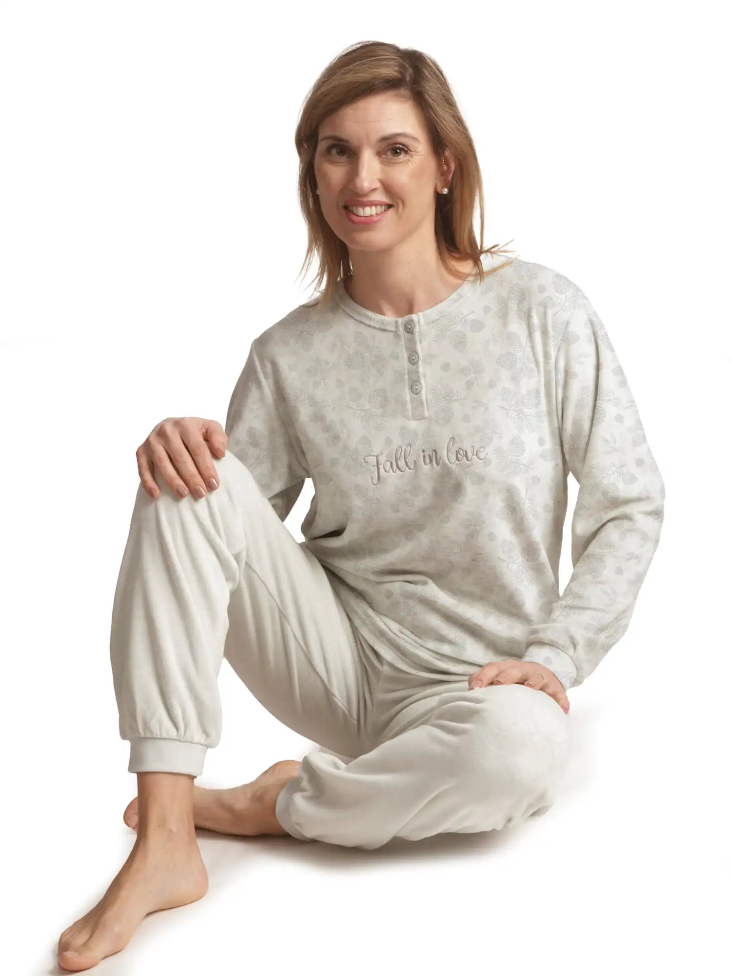 Sliponline Cocodream dames pyjama velours - Fall in love