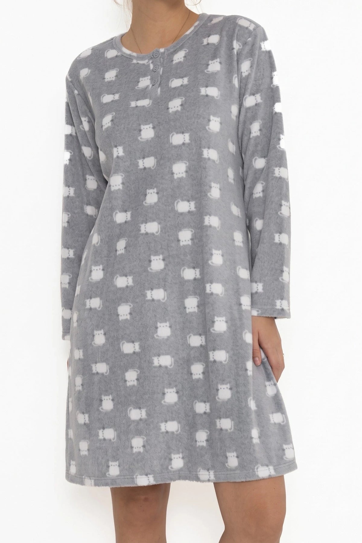 Sliponline Cocodream Fleece nachthemd dames - Cats