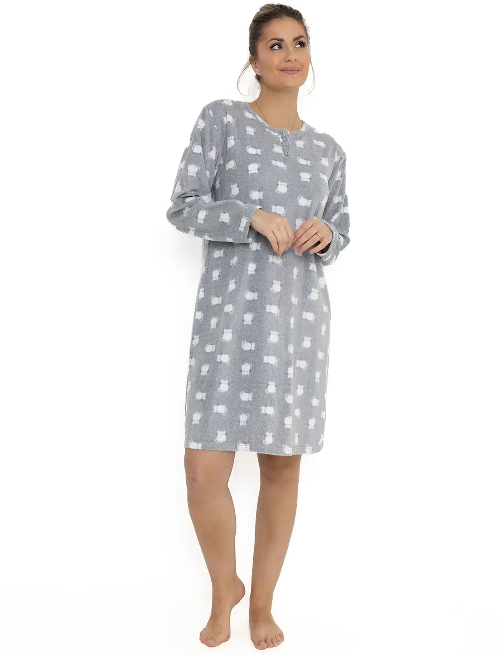 Sliponline Cocodream Fleece nachthemd dames - Cats