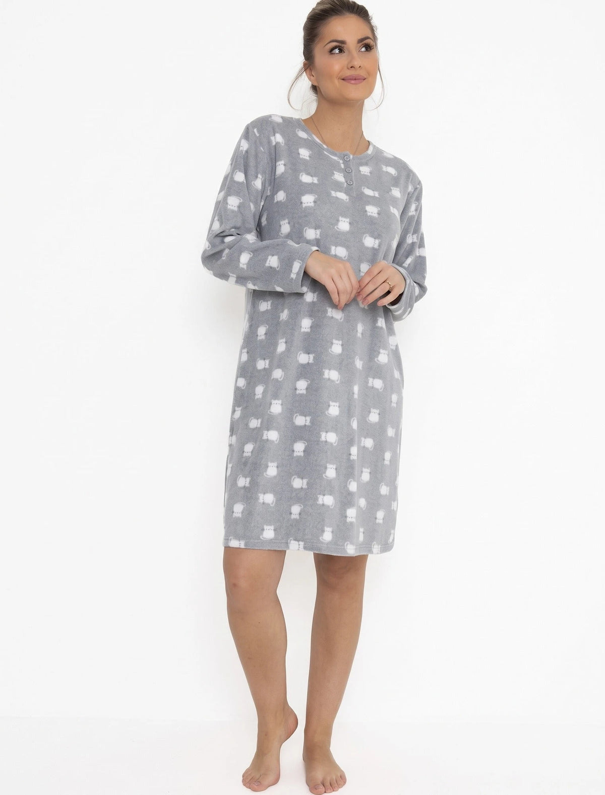 Sliponline Cocodream Fleece nachthemd dames - Cats
