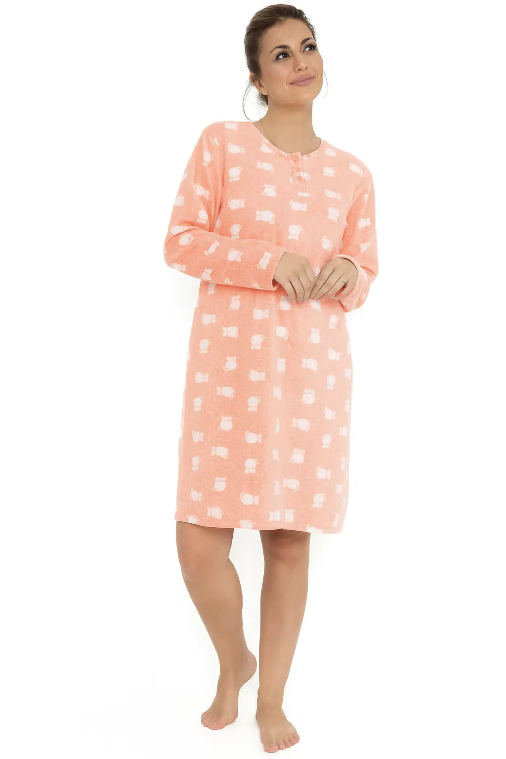 Sliponline Cocodream Fleece nachthemd dames - Cats