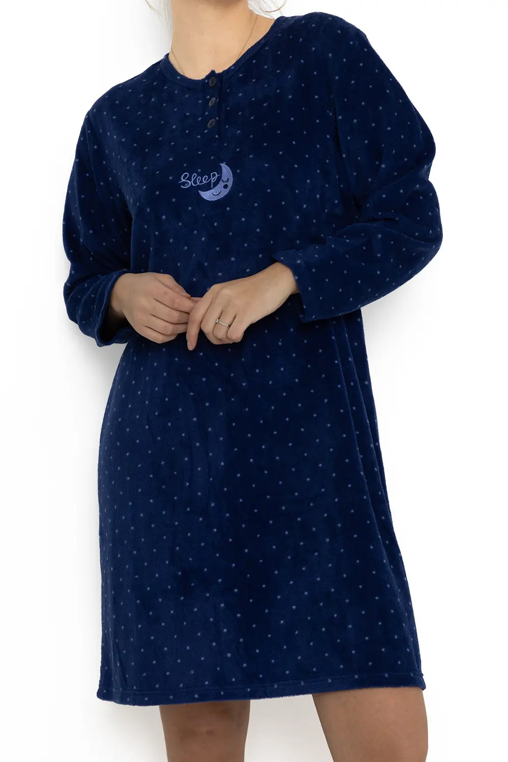 Sliponline Cocodream Fleece nachthemd dames - Dots