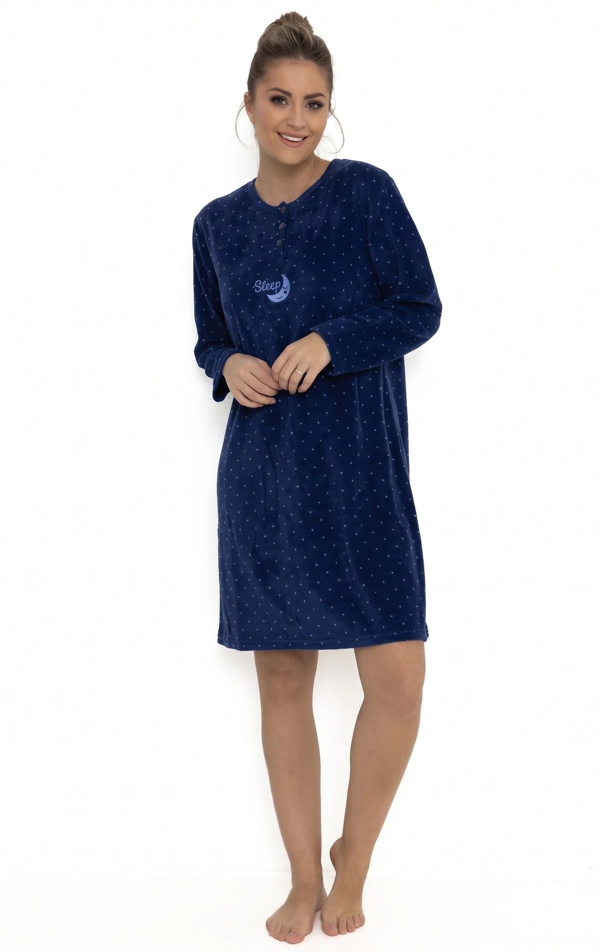 Sliponline Cocodream Fleece nachthemd dames - Dots