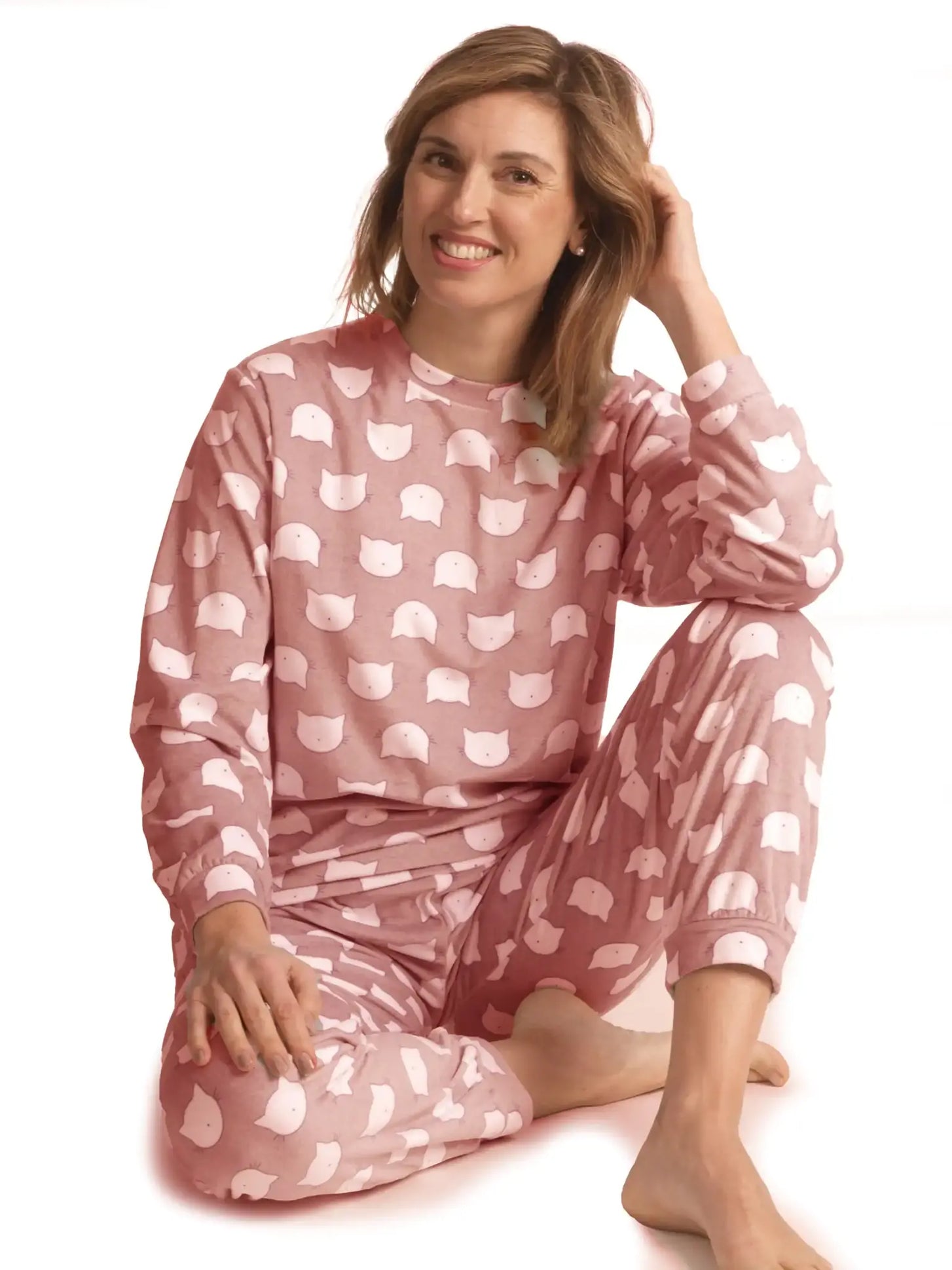 Sliponline Cocodream micro velours dames pyjama - Cats