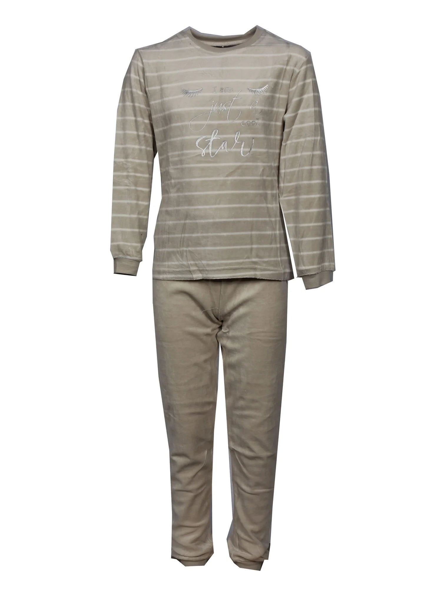 Sliponline Cocodream velours meisjes pyjama - Cool Star - Creme