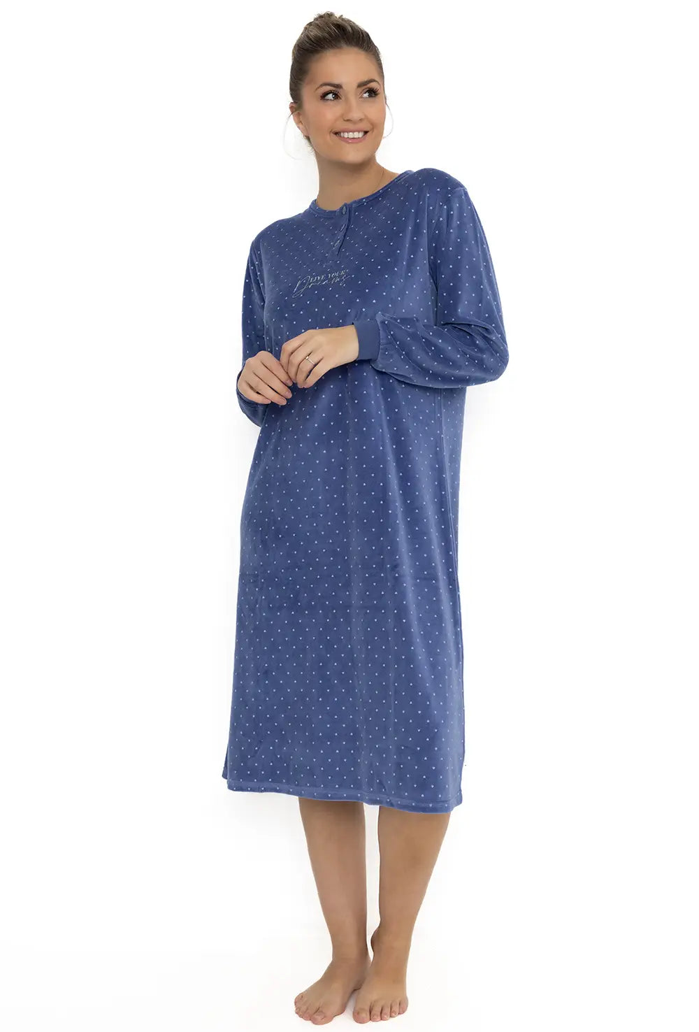 Sliponline Cocodream velours nachthemd dames - Dots