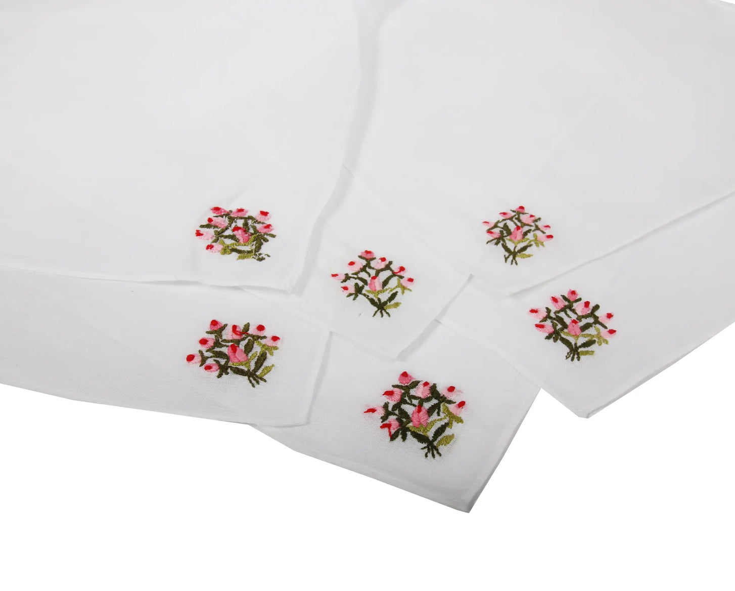 Sliponline Dames zakdoeken wit 6-pak - bloemen embleem