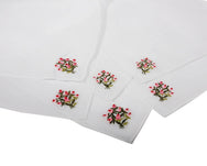 Sliponline Dames zakdoeken wit 6-pak - bloemen embleem