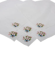 Sliponline Dames zakdoeken wit 6-pak - bloemen embleem