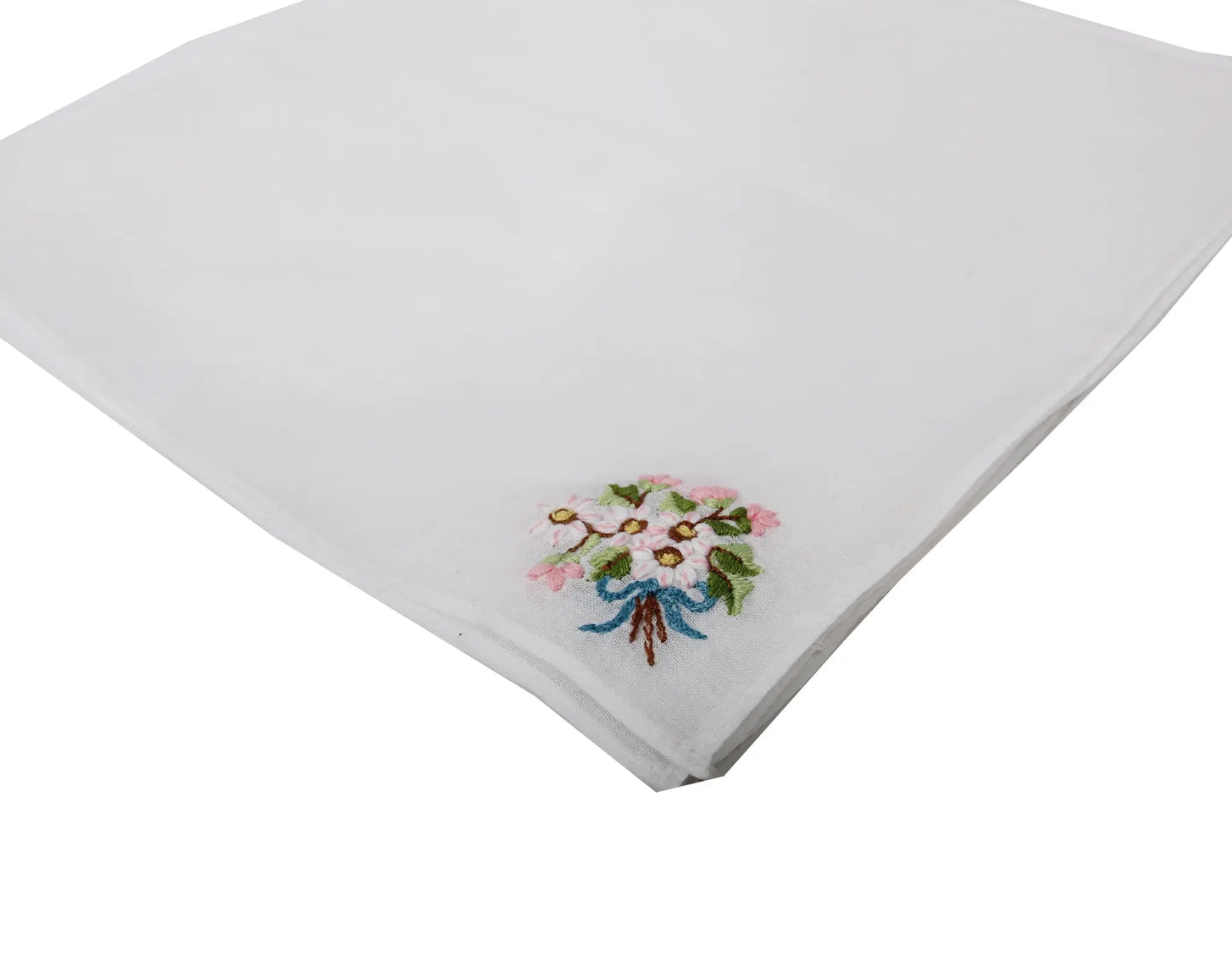 Sliponline Dames zakdoeken wit 6-pak - bloemen embleem