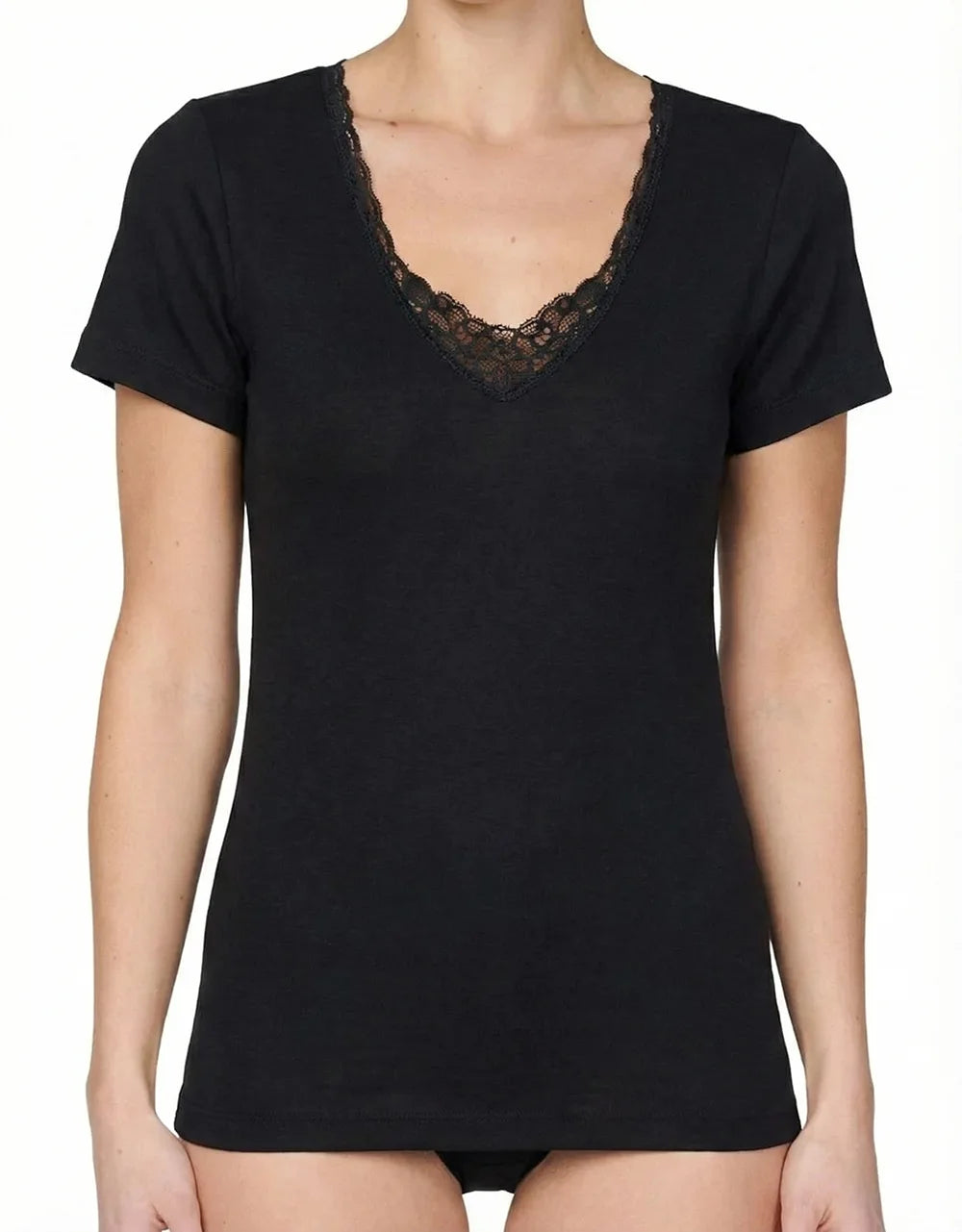 Sliponline Entex dames thermo shirt korte mouw met kant