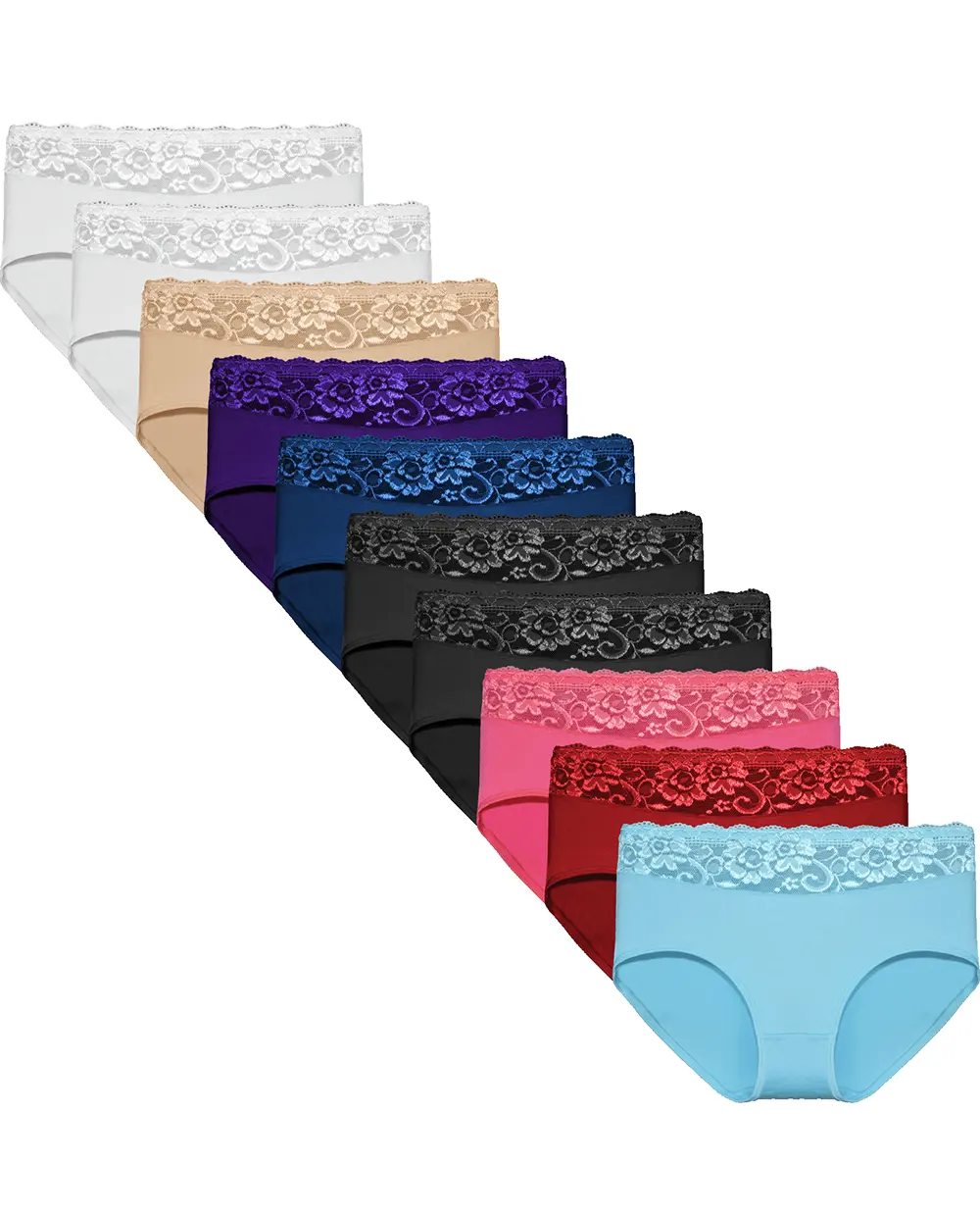 Sliponline Fine Woman 10-pak dames taille slip kant - Katoen