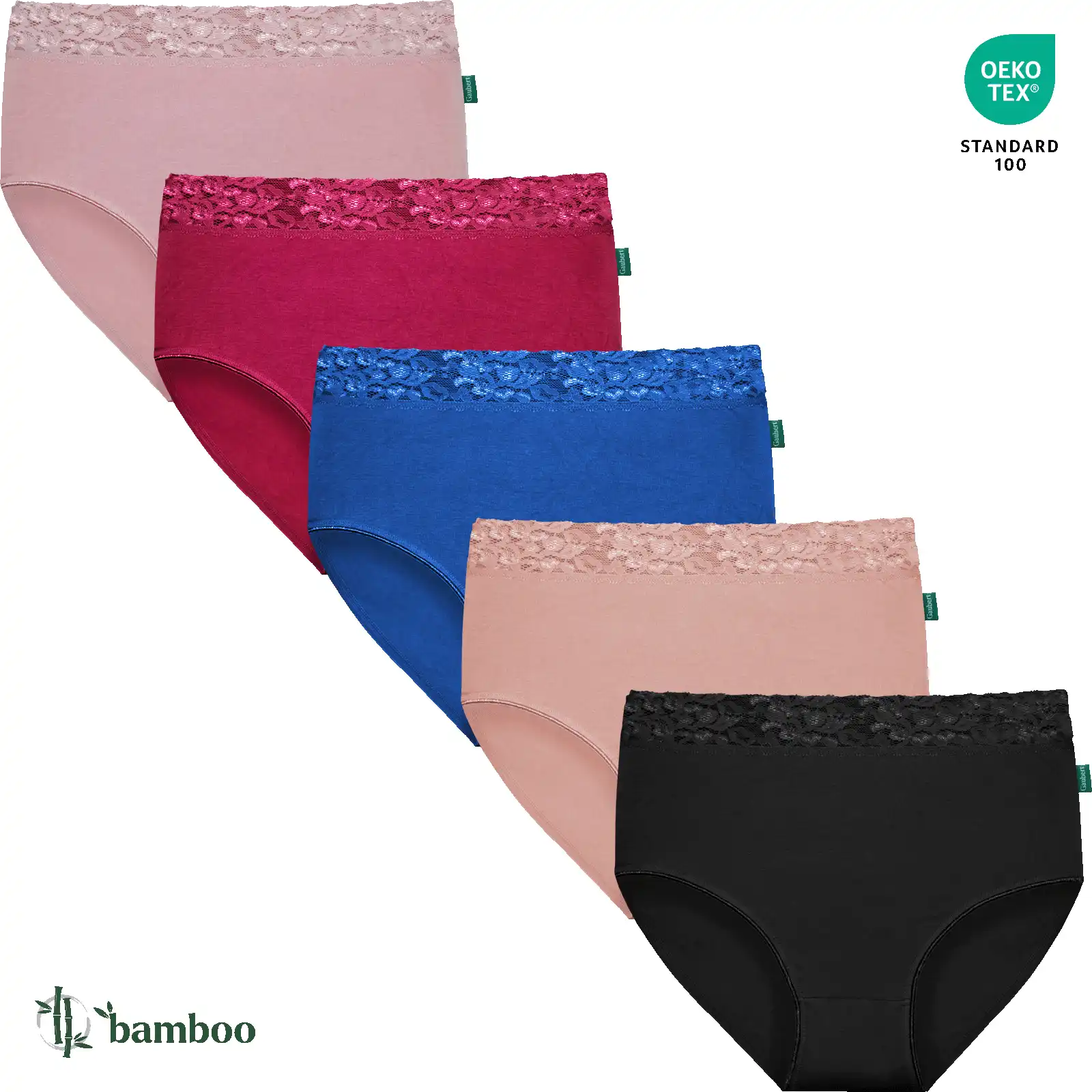 Sliponline Gaubert 5-pak kanten bamboe taille slips - Bamboe ondergoed