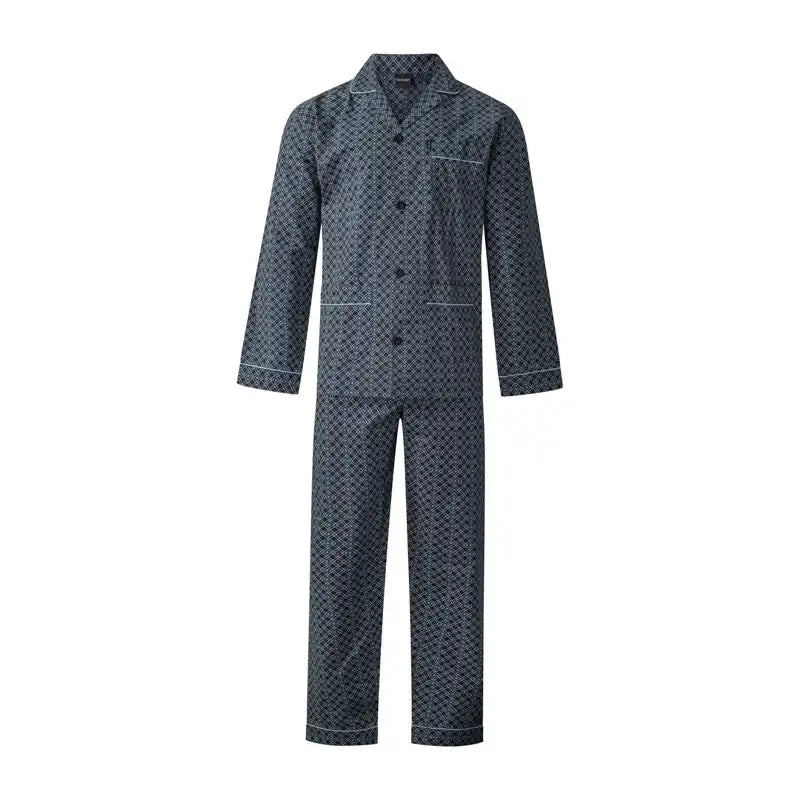 Sliponline Gentlemen katoenen heren pyjama met knoopsluiting - Poplin
