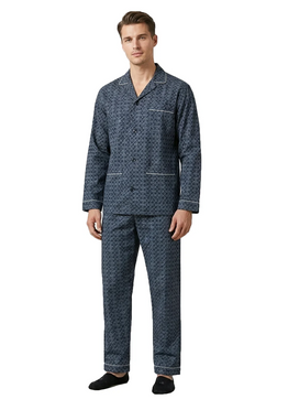Sliponline Gentlemen katoenen heren pyjama met knoopsluiting - Poplin