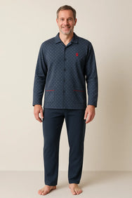 Sliponline Gentlemen tricot heren pyjama - doorknoop