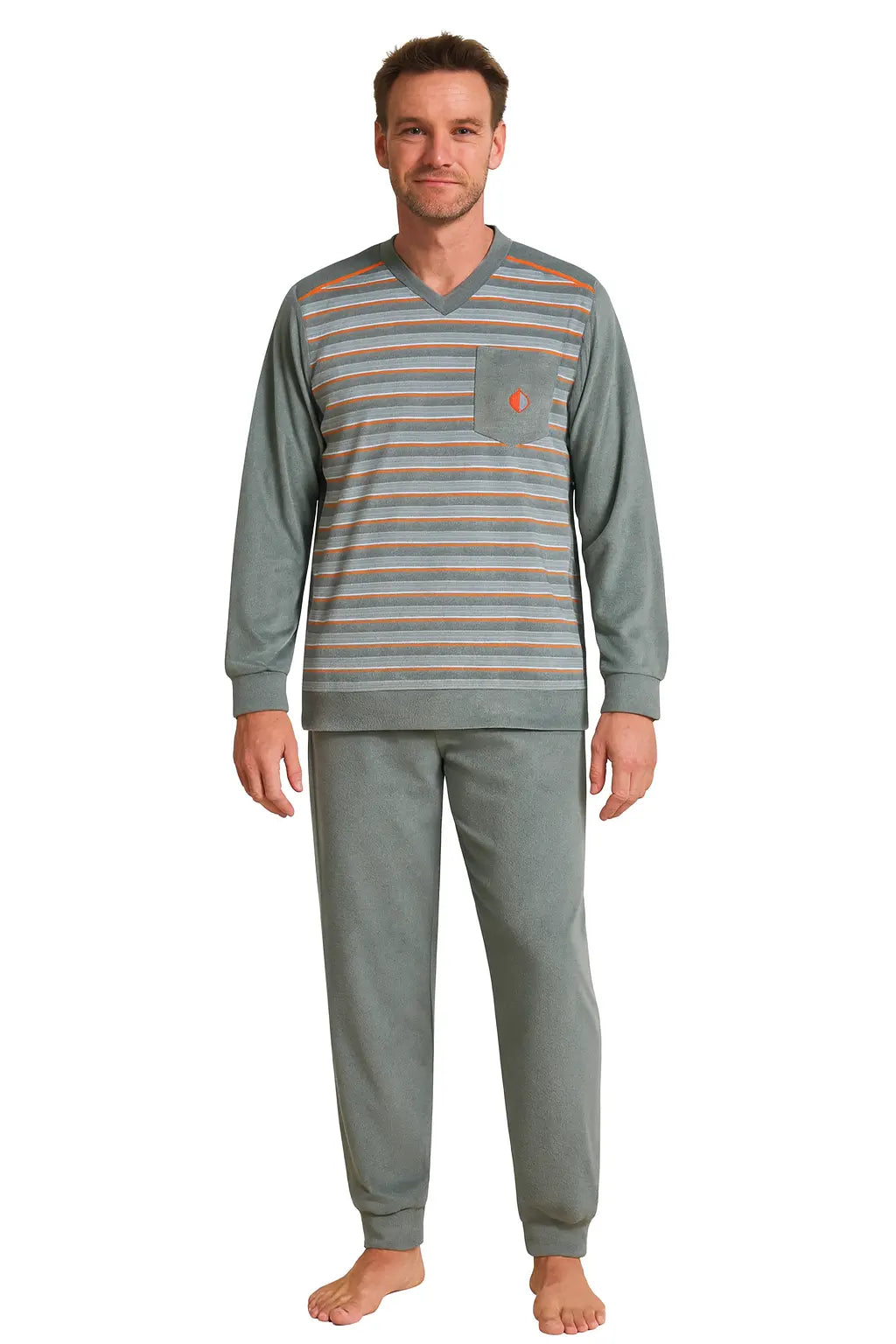 Sliponline Gentlemen Warme heren pyjama badstof - Green