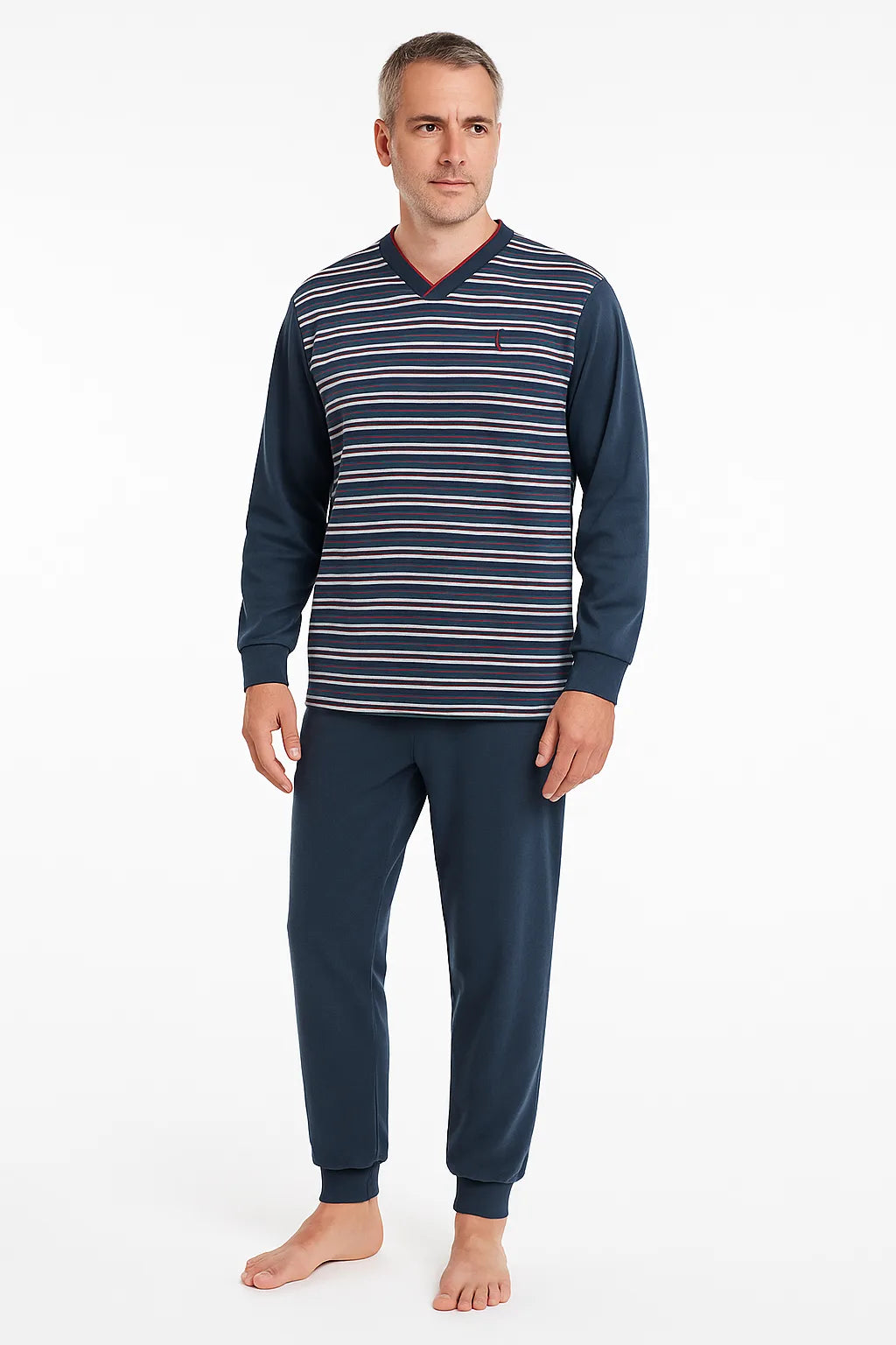 Sliponline Gentlemen Warme heren pyjama badstof - Streep