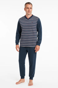 Sliponline Gentlemen Warme heren pyjama badstof - Streep
