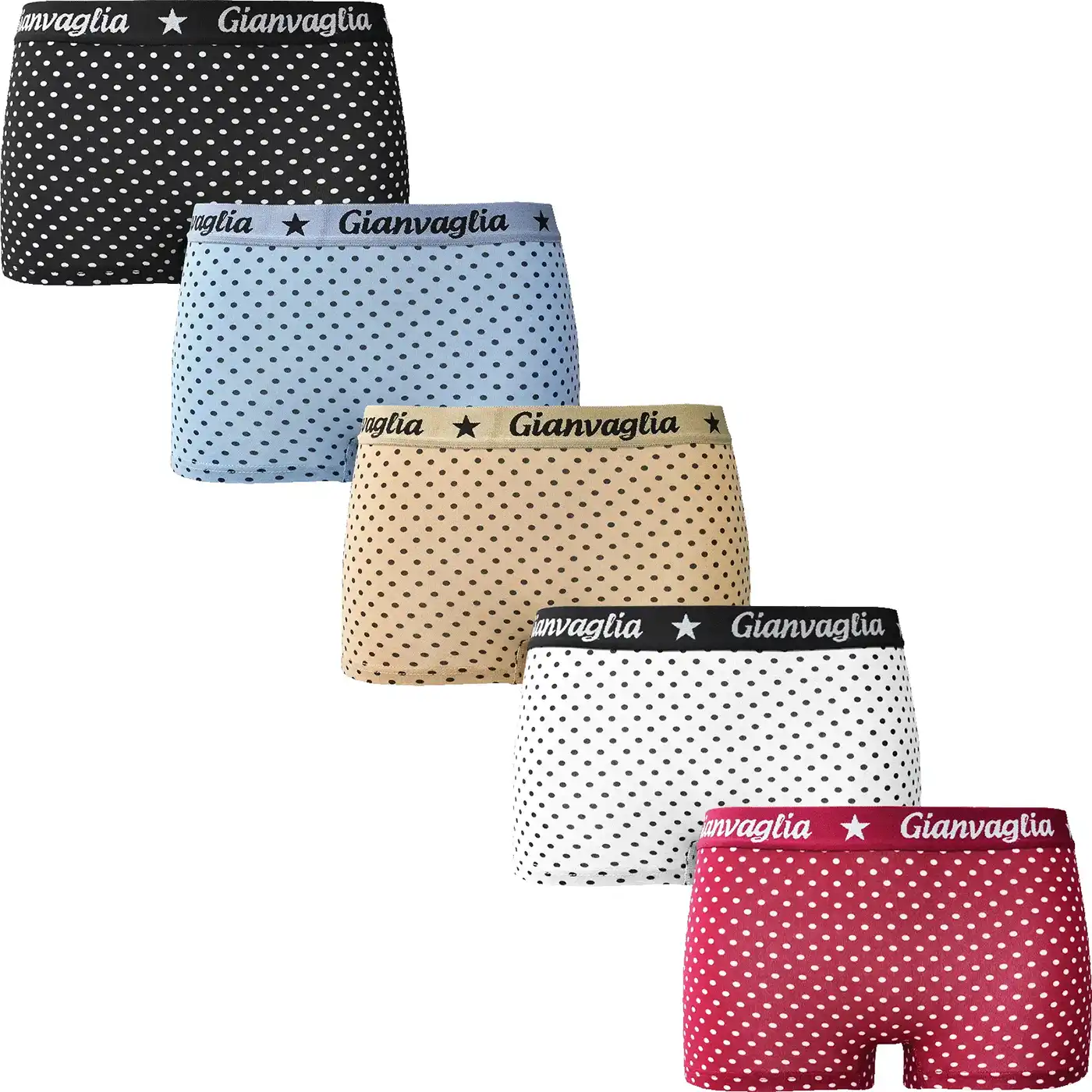 Sliponline Gianvaglia 5-pak meisjes shorts  - Dots