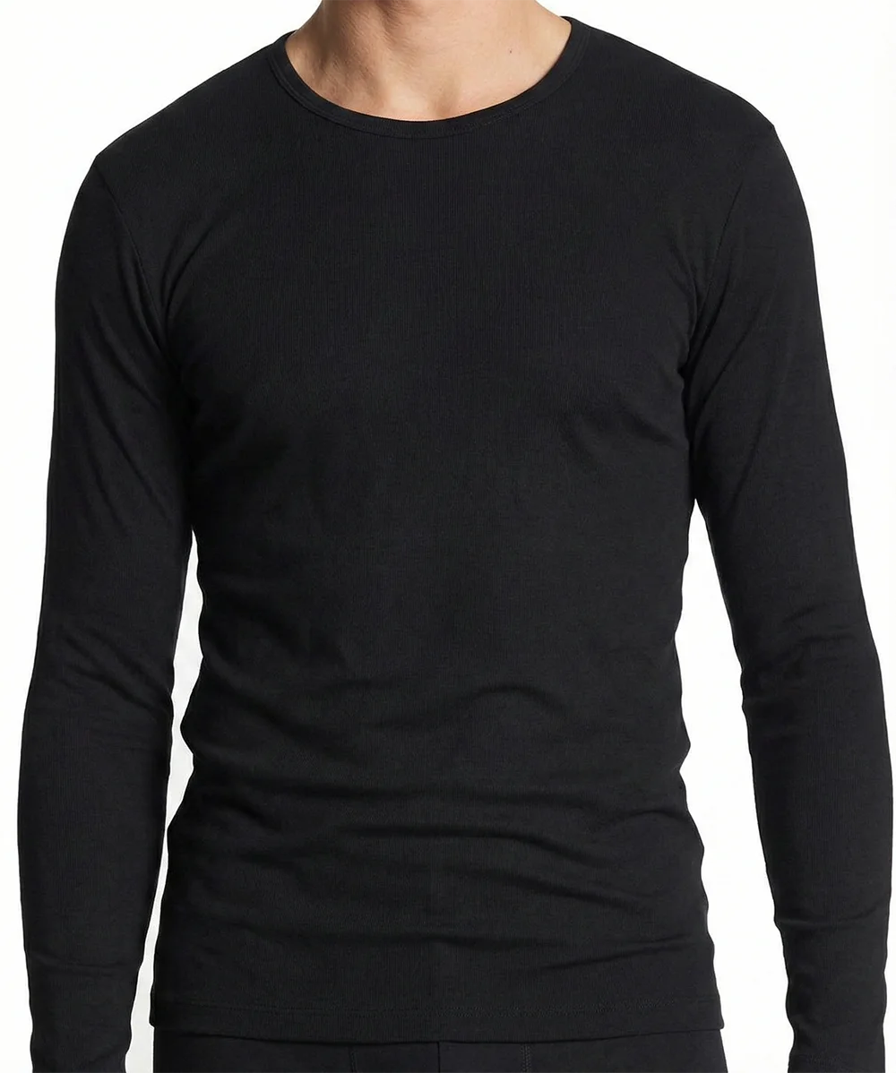 Sliponline HL-tricot heren ondershirt Lange mouw zwart