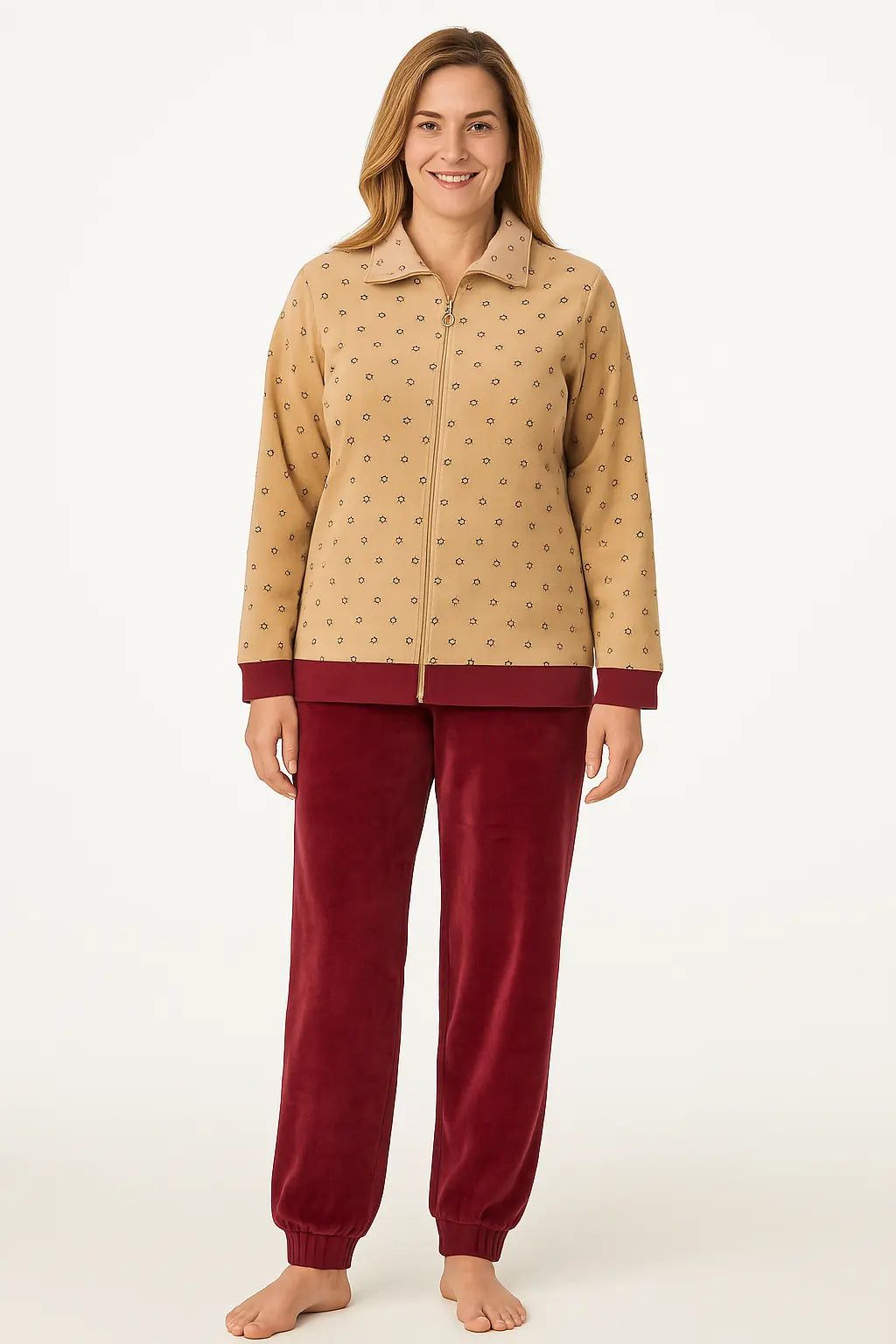 Sliponline Irresistible dames huispak velours - Red Stars