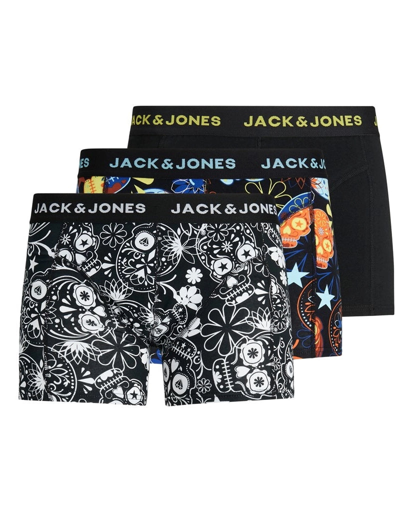 Sliponline Jack & Jones 3-Pack heren boxershort - Skull Black/Black