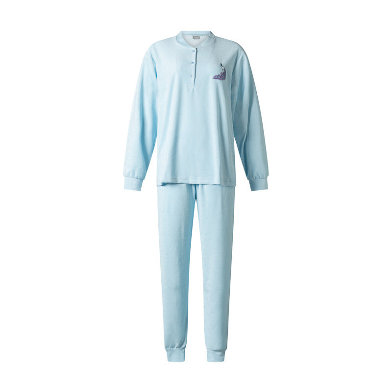 Sliponline Lunatex dames pyjama badstof - Blauw