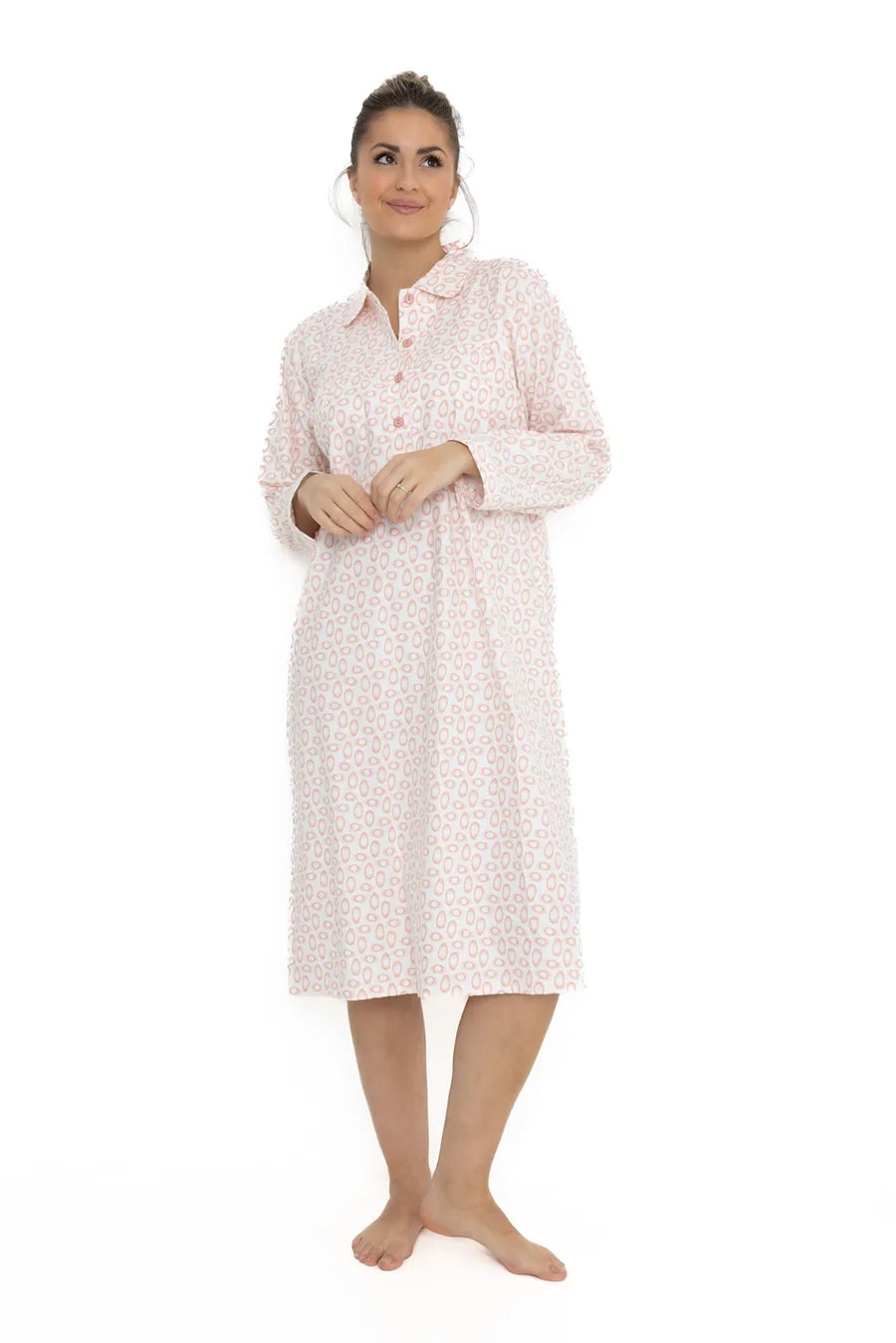 Sliponline Lunatex flanellen nachthemd dames - Classic egg
