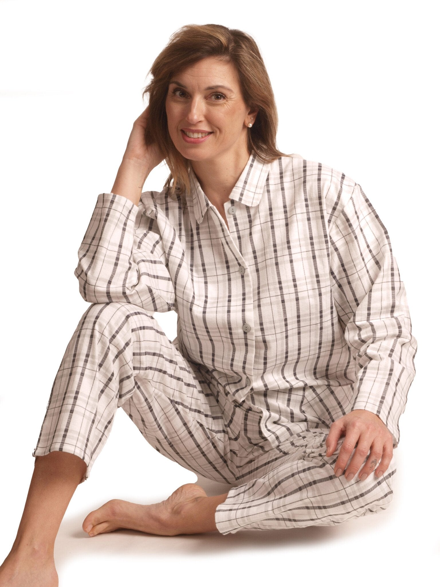 Sliponline Lunatex flanellen pyjama dames - Ruit