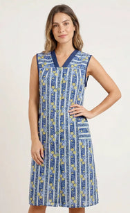 Sliponline Ma Flodder jasschort blauw/geel bloemetje