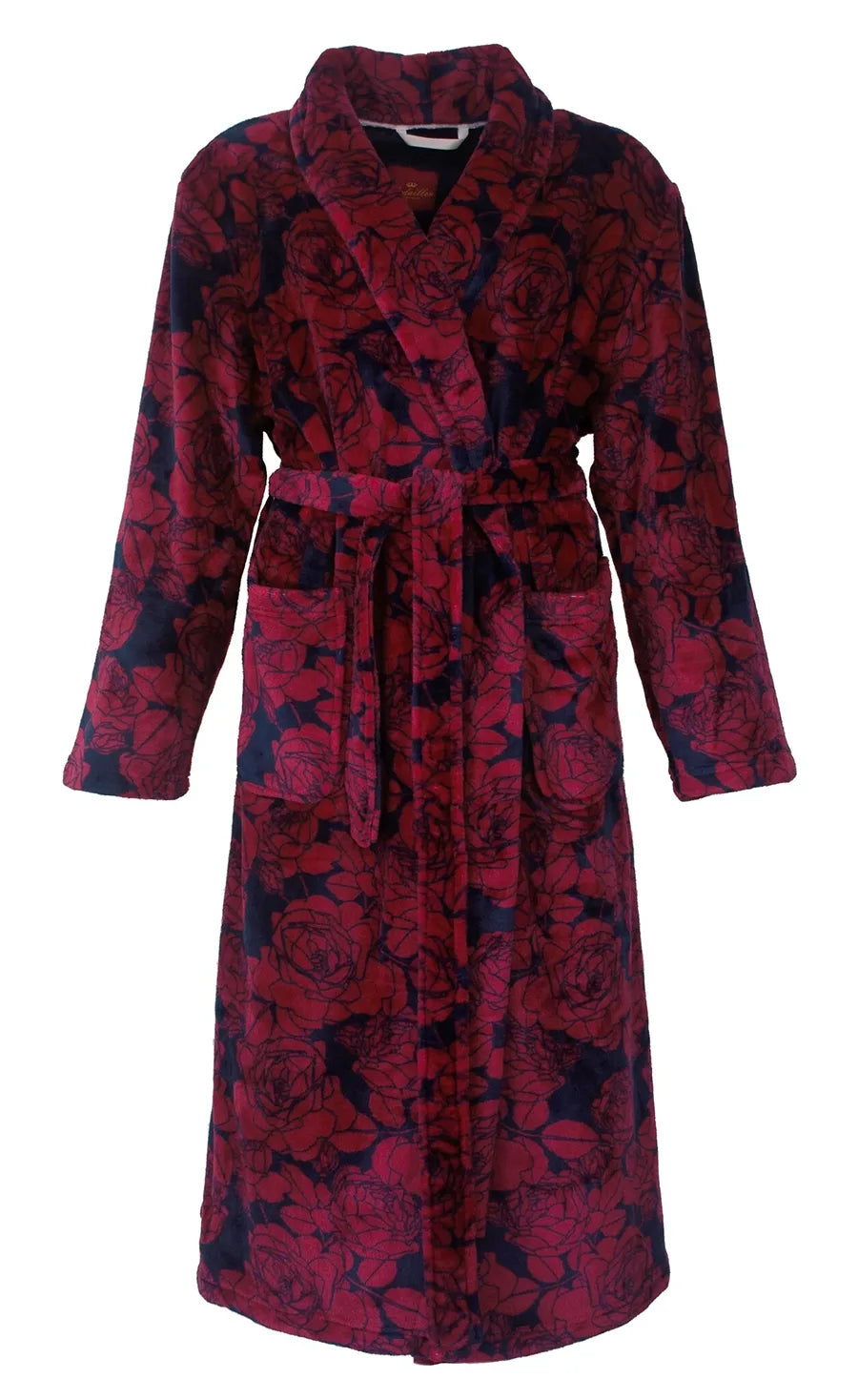 Sliponline Medaillion dames badjas fleece - Red Flower