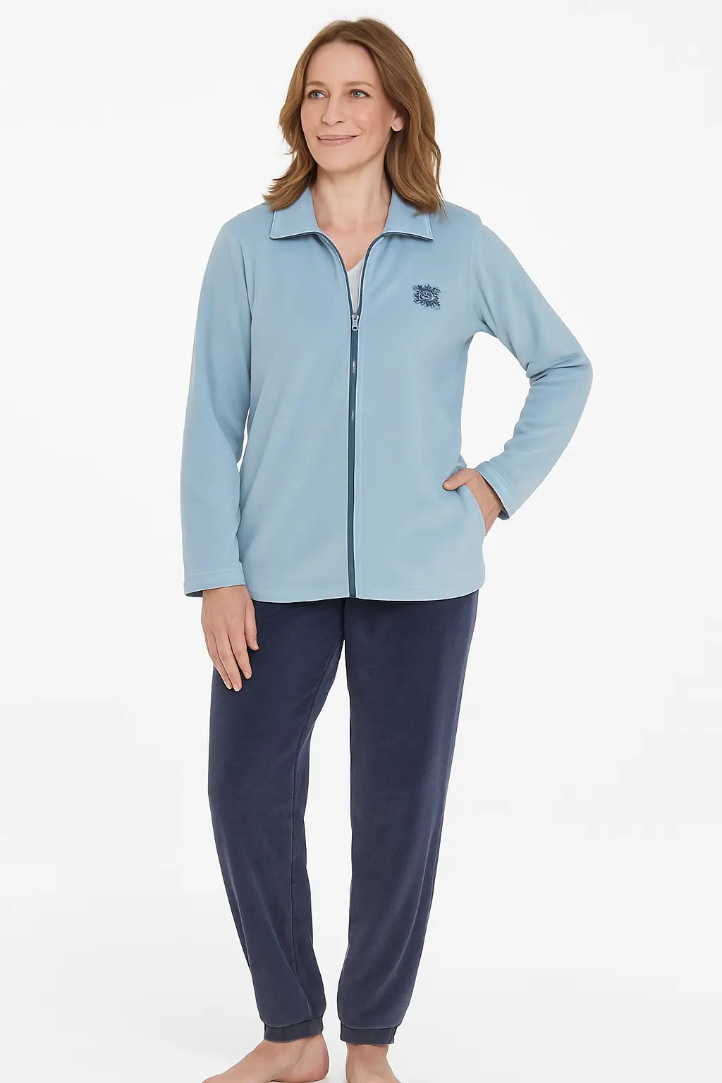 Sliponline Medaillion dames huispak Velours - Chique Blue