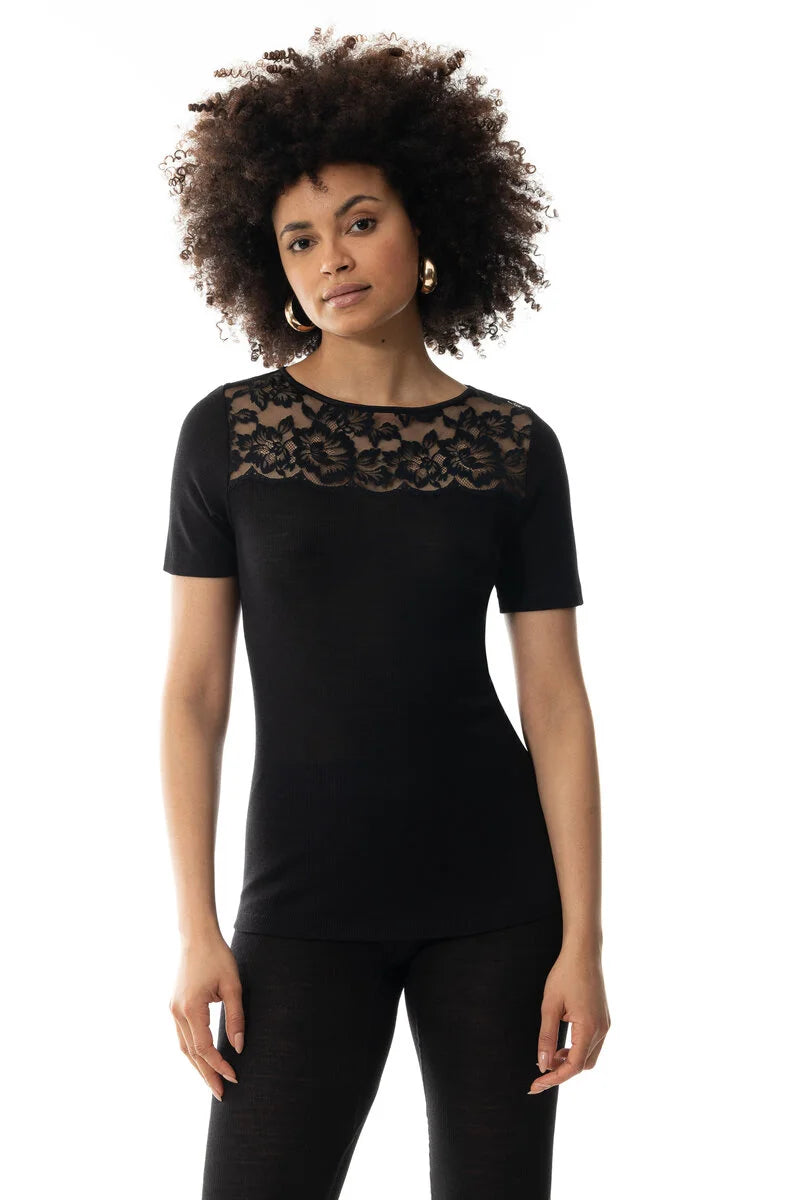 Sliponline Mey Wollen Thermoshirt korte mouw dames - Kant - Wool Love