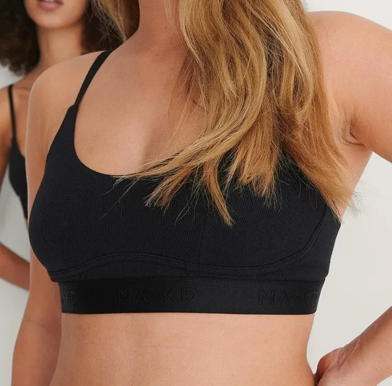 Sliponline Na-KD katoenen dames bralette - Zwart