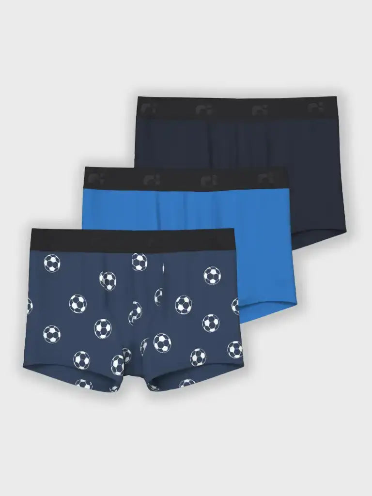 Sliponline Name-it  3-pak jongens boxershorts  - ''Dark Denim Football''