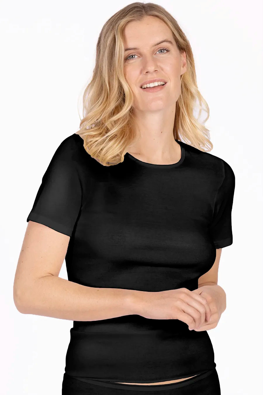 Sliponline Nina von C dames T-shirt biologisch katoen zwart