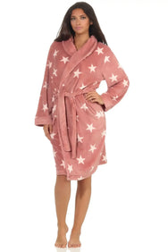 Sliponline Normann dames badjas fleece - Stars