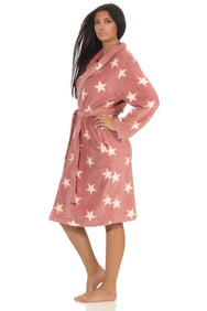 Sliponline Normann dames badjas fleece - Stars