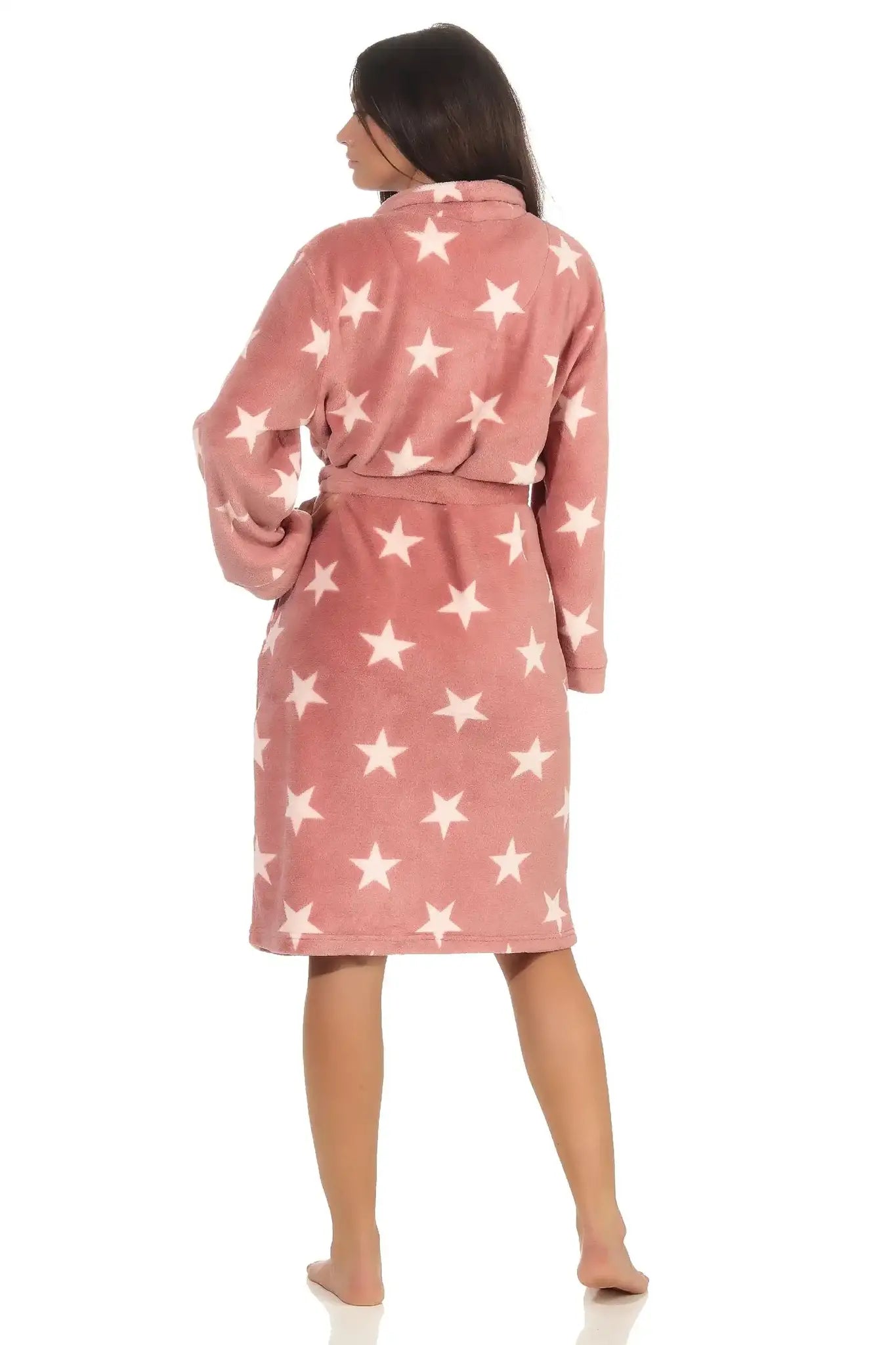 Sliponline Normann dames badjas fleece - Stars