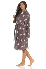 Sliponline Normann dames badjas fleece - Stars