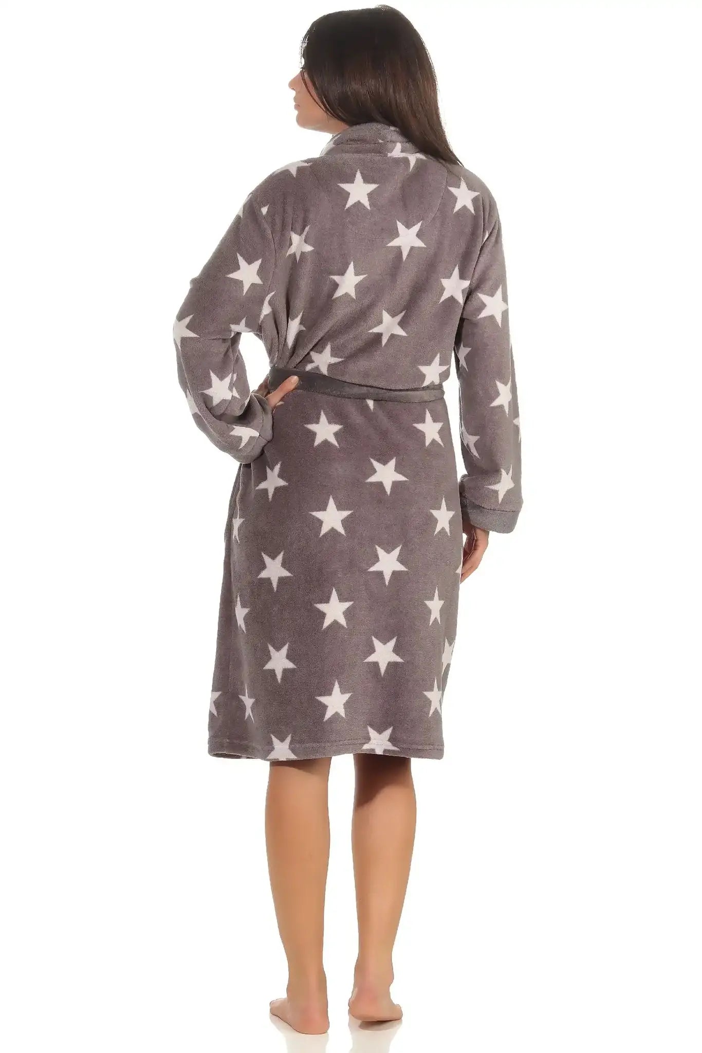Sliponline Normann dames badjas fleece - Stars