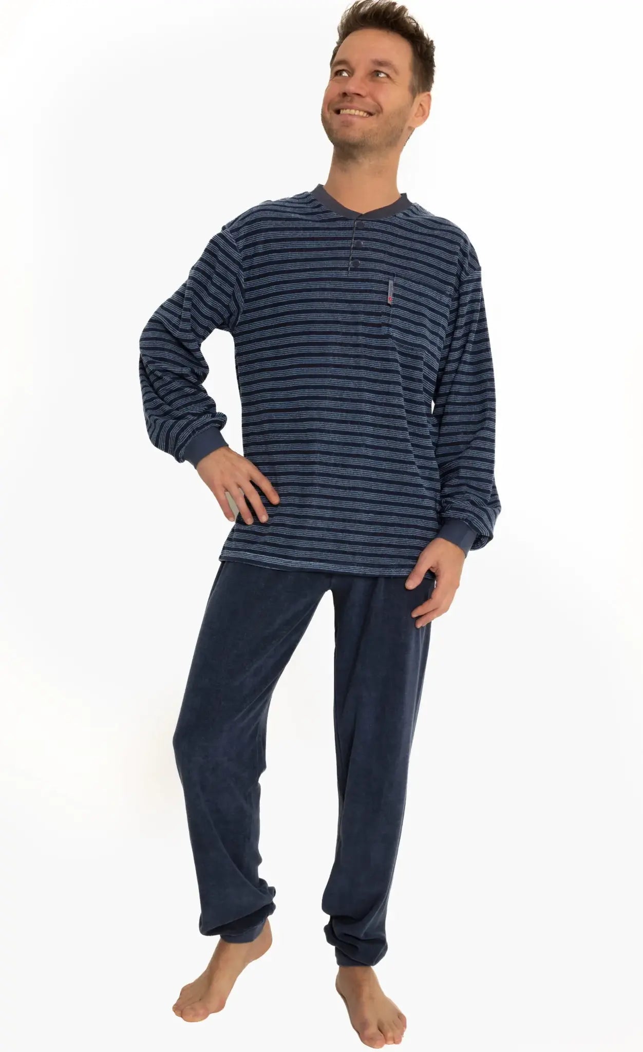 Sliponline Outfitter Badstof heren pyjama - Dark stripe