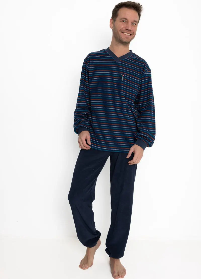 Sliponline Outfitter Badstof heren pyjama - Winter streep