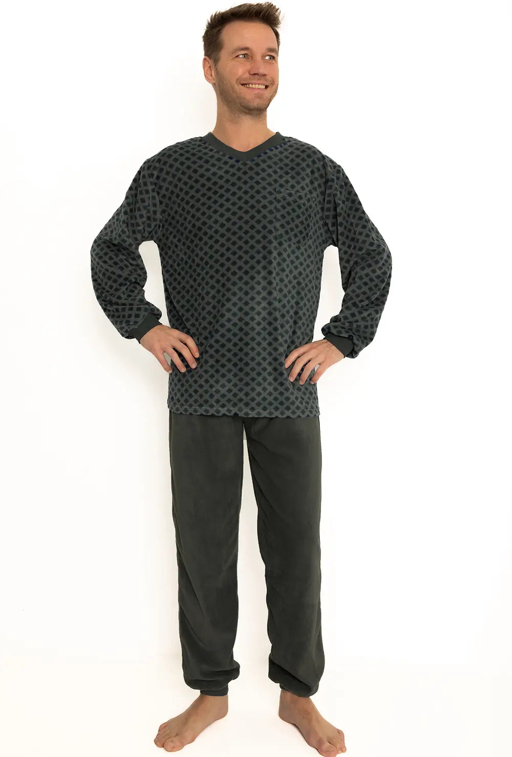 Sliponline Outfitter Fleece heren pyjama - Squares